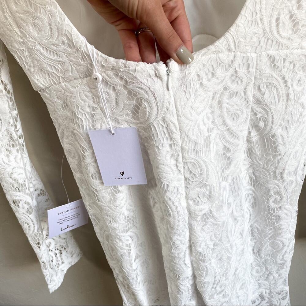 NWT Lulus Way to Be Loved White‎ Lace Long Sleeve Maxi Dress - Picture 7 of 12